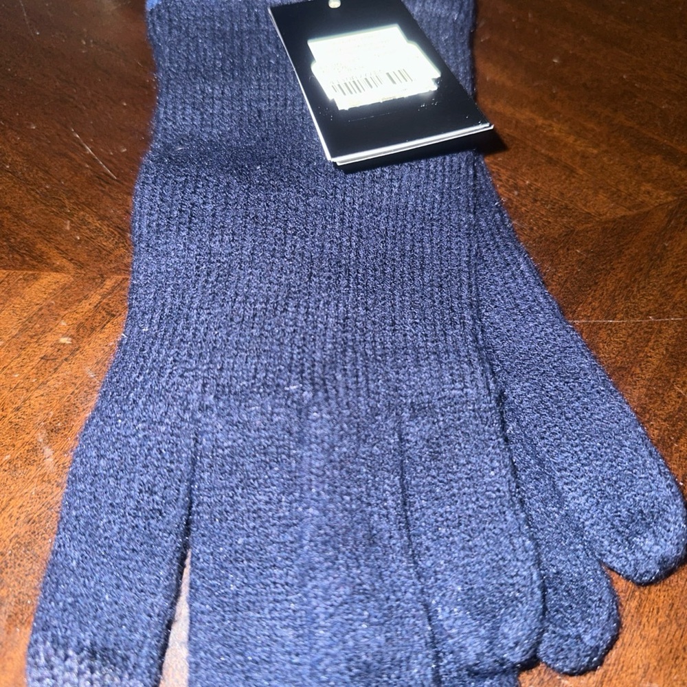 Navy Blue Knit Gloves